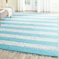 thumbnail image 1 of SAFAVIEH Montauk Cainneach Striped Cotton Area Rug, Ivory/Turquoise, 4' x 6', 1 of 4