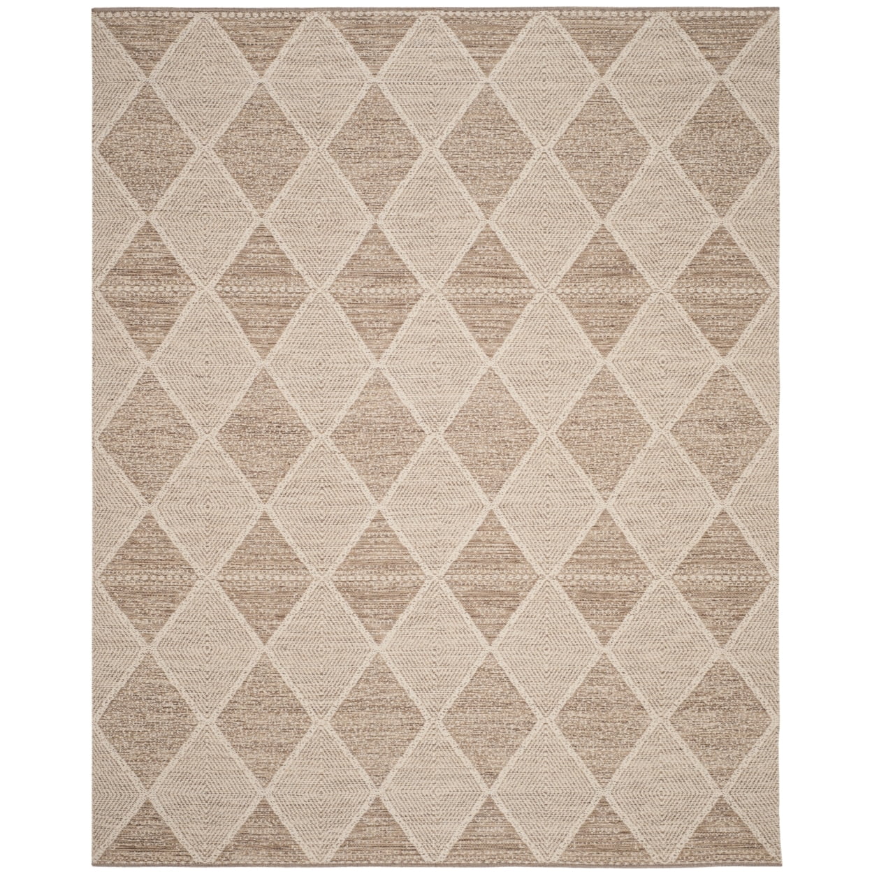 Beige Rectangular Flat Woven Wool Cotton Area Rug