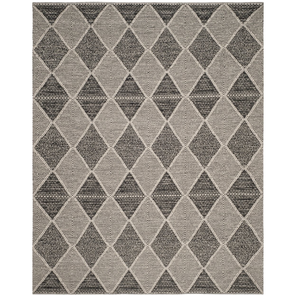 Montauk Black and Beige Handwoven Cotton Wool Area Rug