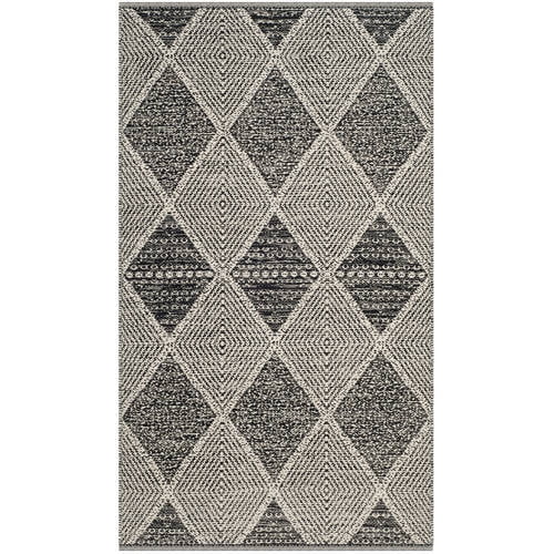 Montauk Black and Beige Handwoven Cotton Wool Area Rug