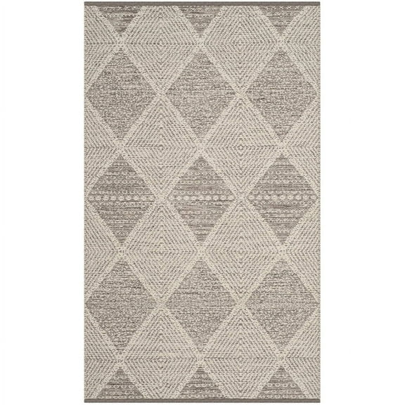 SAFAVIEH Montauk Caleb Geometric Diamond Cotton Area Rug, Grey, 3' x 5'
