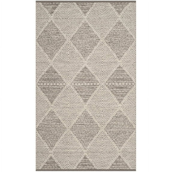 SAFAVIEH Montauk Caleb Geometric Diamond Cotton Area Rug, Grey, 3' x 5'
