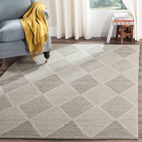 SAFAVIEH Montauk Caleb Geometric Diamond Cotton Area Rug, Grey, 8' x 10'