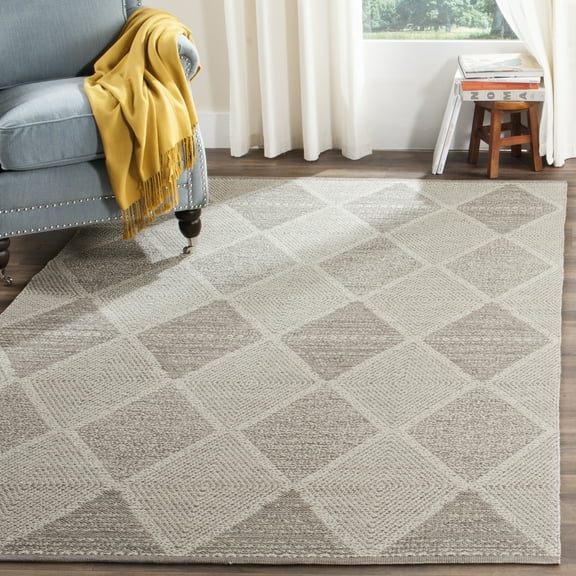 SAFAVIEH Montauk Caleb Geometric Diamond Cotton Area Rug, Grey, 9' x 12'