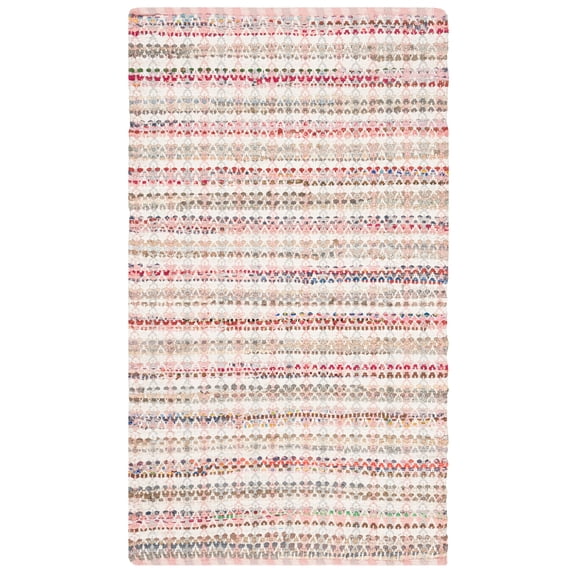 SAFAVIEH Montauk Candelario Striped Cotton Area Rug, Pink/Multi, 2'6" x 4'