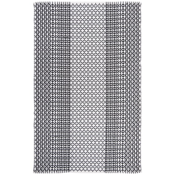 SAFAVIEH Montauk Cara Geometric Cotton Area Rug, Black/Ivory, 5' x 8'