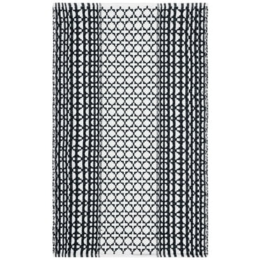 SAFAVIEH Montauk Cara Geometric Cotton Area Rug, Navy/Ivory, 3' x 5'