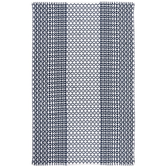 SAFAVIEH Montauk Cara Geometric Cotton Area Rug, Navy/Ivory, 5' x 8'