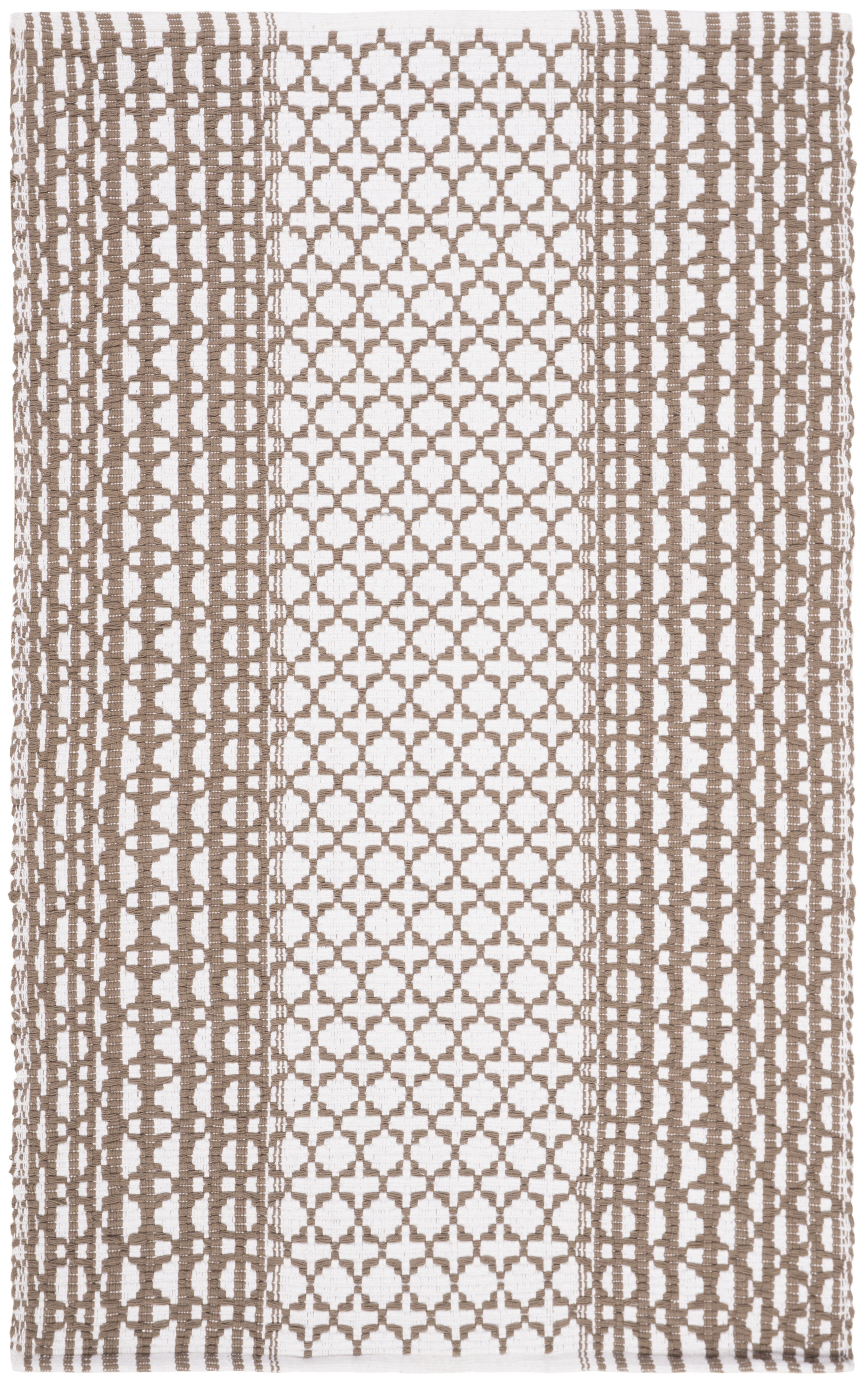 SAFAVIEH Montauk Cara Geometric Cotton Area Rug, Taupe/Ivory, 3' x 5'