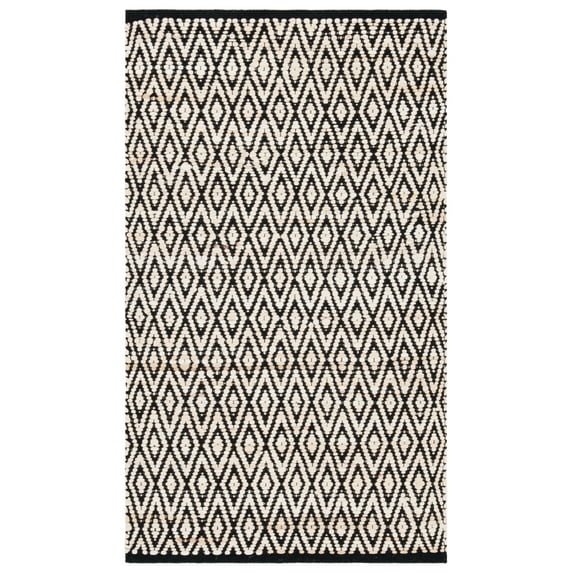 SAFAVIEH Montauk Carina Diamond Area Rug, Beige/Black, 3' x 5'