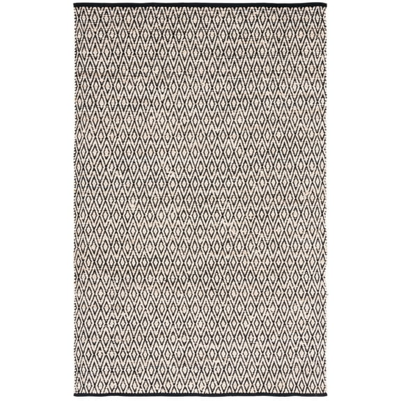 SAFAVIEH Montauk Carina Diamond Area Rug, Beige/Black, 4' x 6'