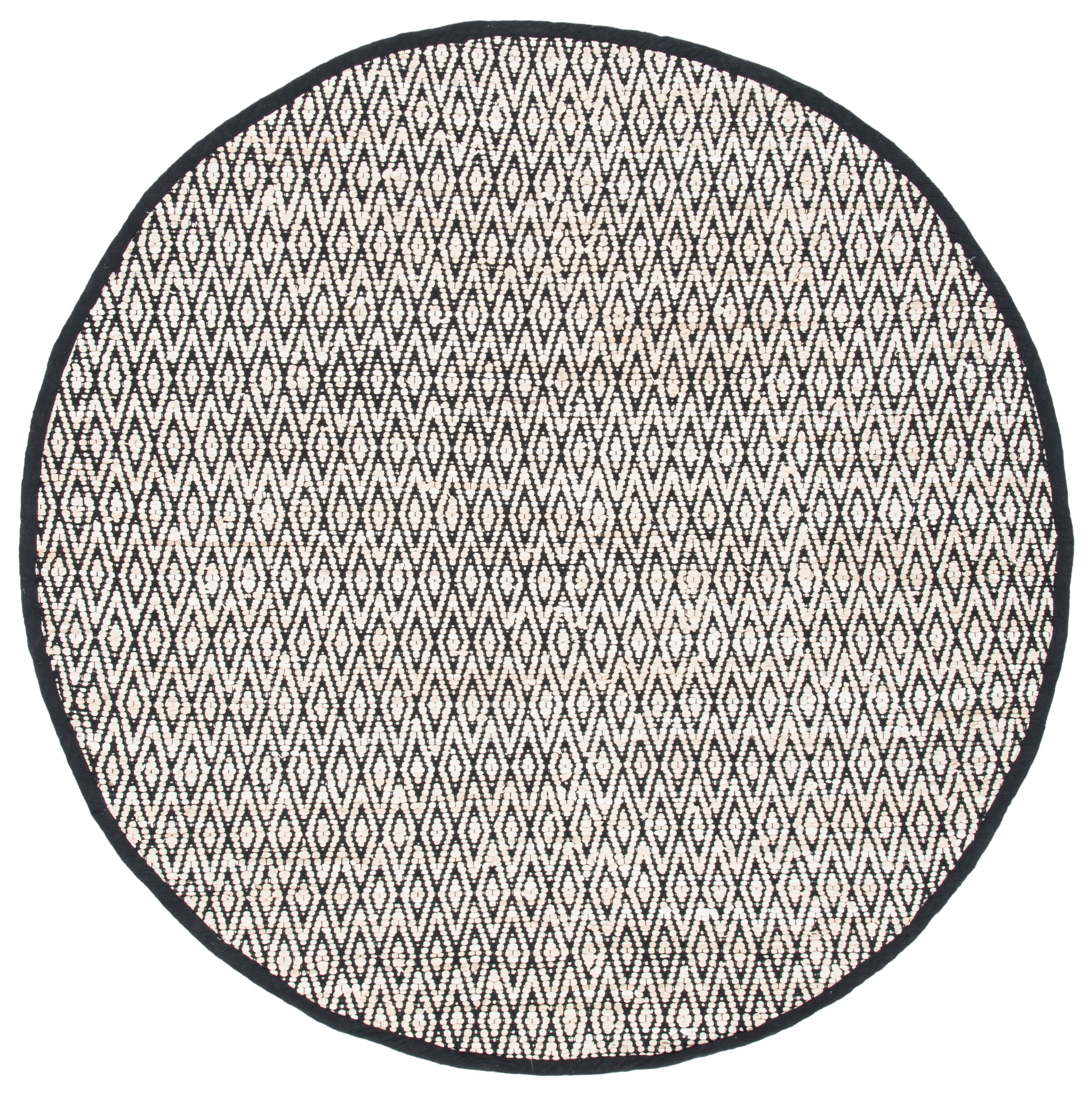SAFAVIEH Montauk Carina Diamond Area Rug, Beige/Black, 6' x 6' Round