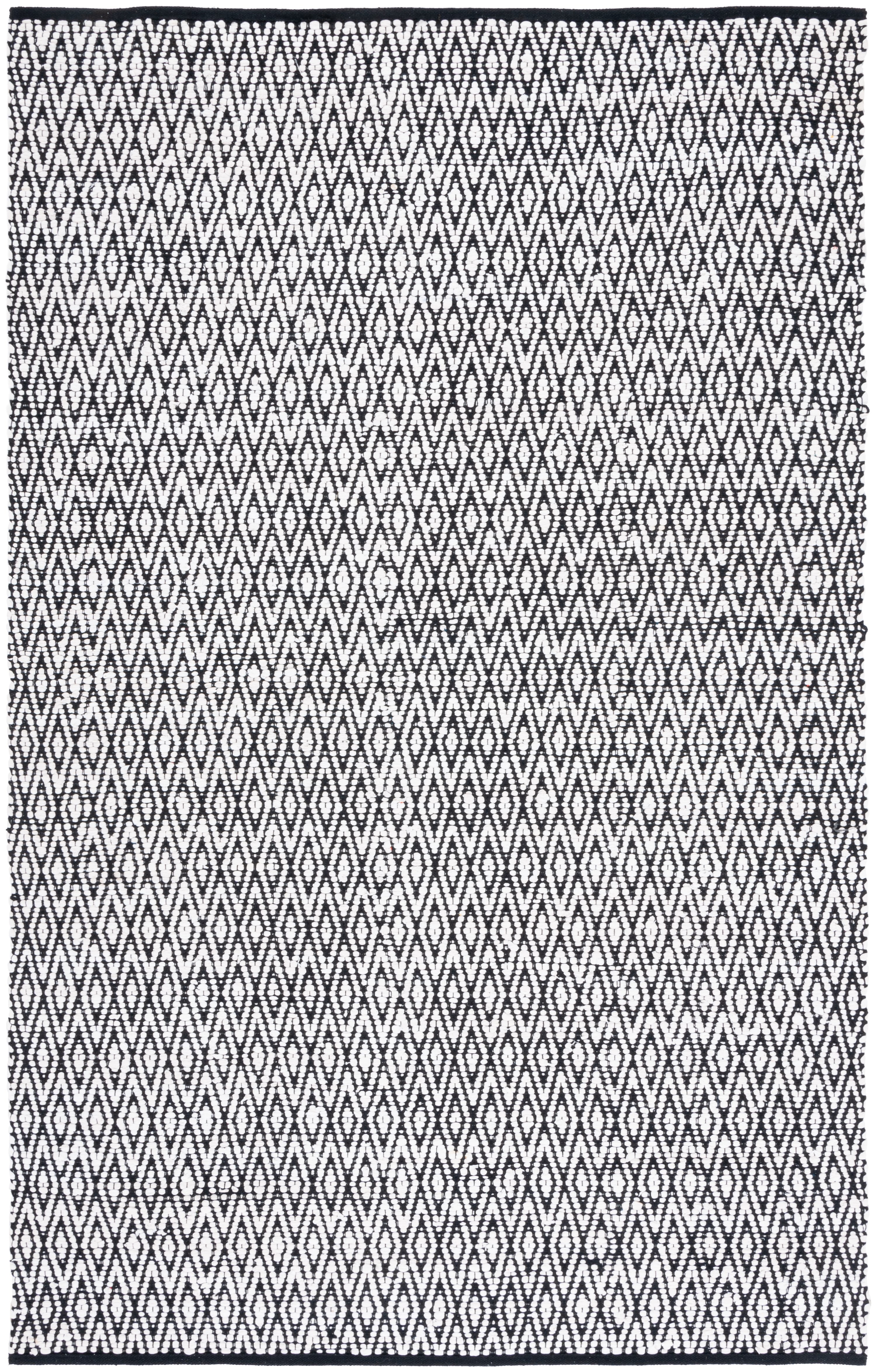 Coastal Charm Black Cotton 4' x 6' Handwoven Ikat Area Rug