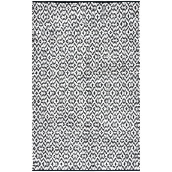 SAFAVIEH Montauk Carina Diamond Area Rug, Ivory/Black, 5' x 8'