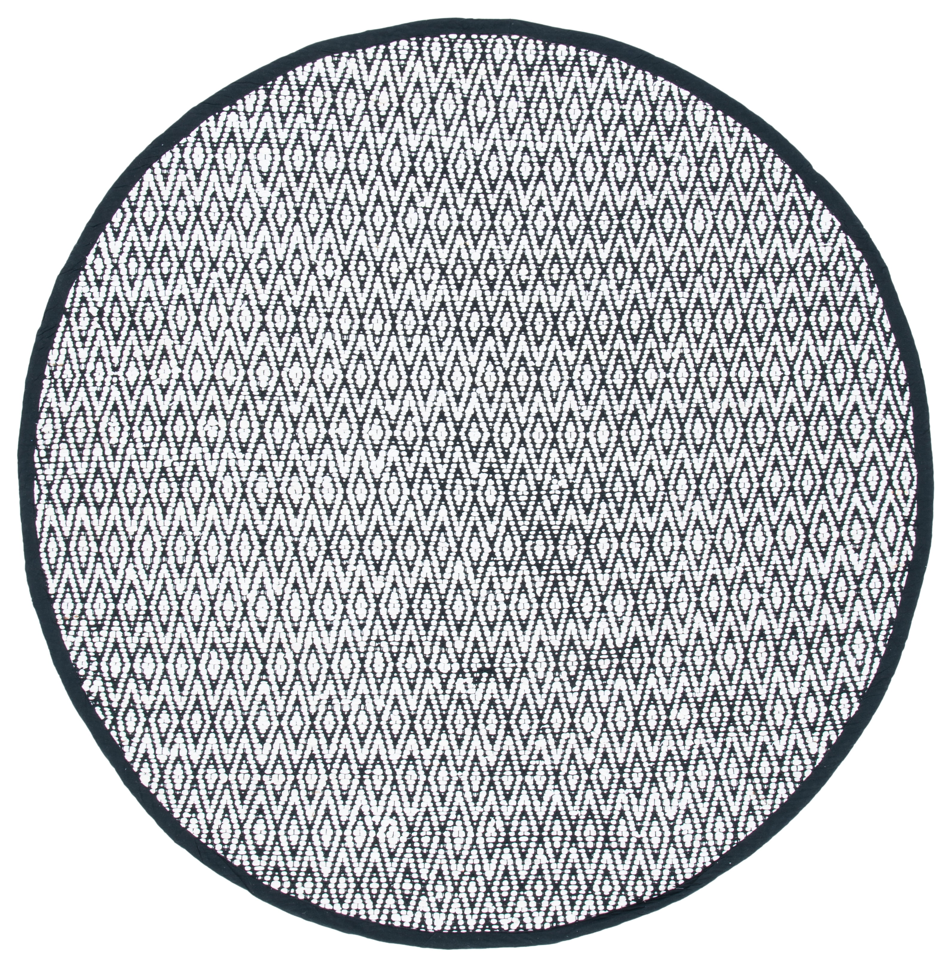 SAFAVIEH Montauk Carina Diamond Area Rug, Ivory/Black, 6' x 6' Round