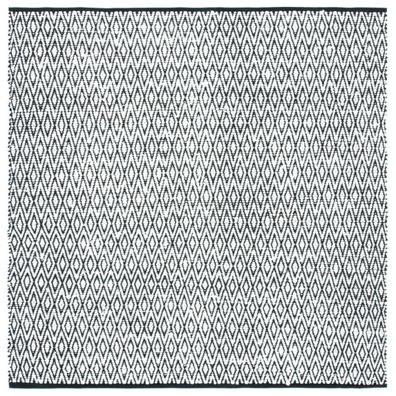 SAFAVIEH Montauk Carina Diamond Area Rug, Ivory/Black, 6' x 6' Square