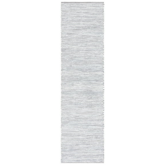 SAFAVIEH Montauk Carver Striped Cotton Runner Rug, Navy/Ivory, 2'3" x 9'