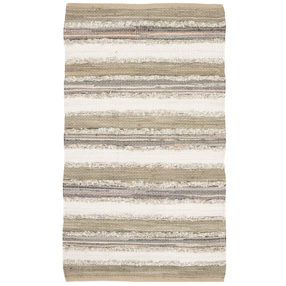 SAFAVIEH Montauk Coilean Striped Cotton Area Rug, Beige/Multi, 2'6" x 4'
