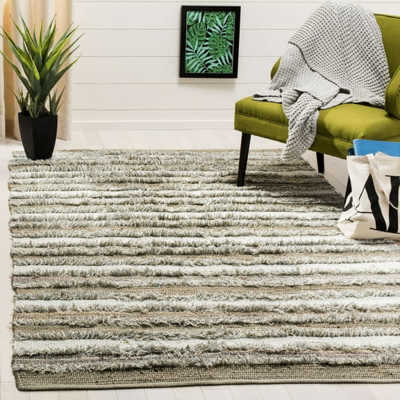 SAFAVIEH Montauk Coilean Striped Cotton Area Rug, Beige/Multi, 8' x 10'