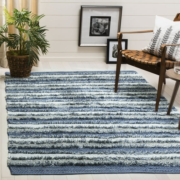 SAFAVIEH Montauk Coilean Striped Cotton Area Rug, Blue/Multi, 3' x 5'