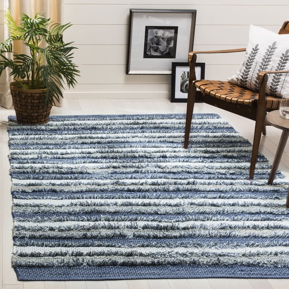 SAFAVIEH Montauk Coilean Striped Cotton Area Rug, Blue/Multi, 8' x 10'