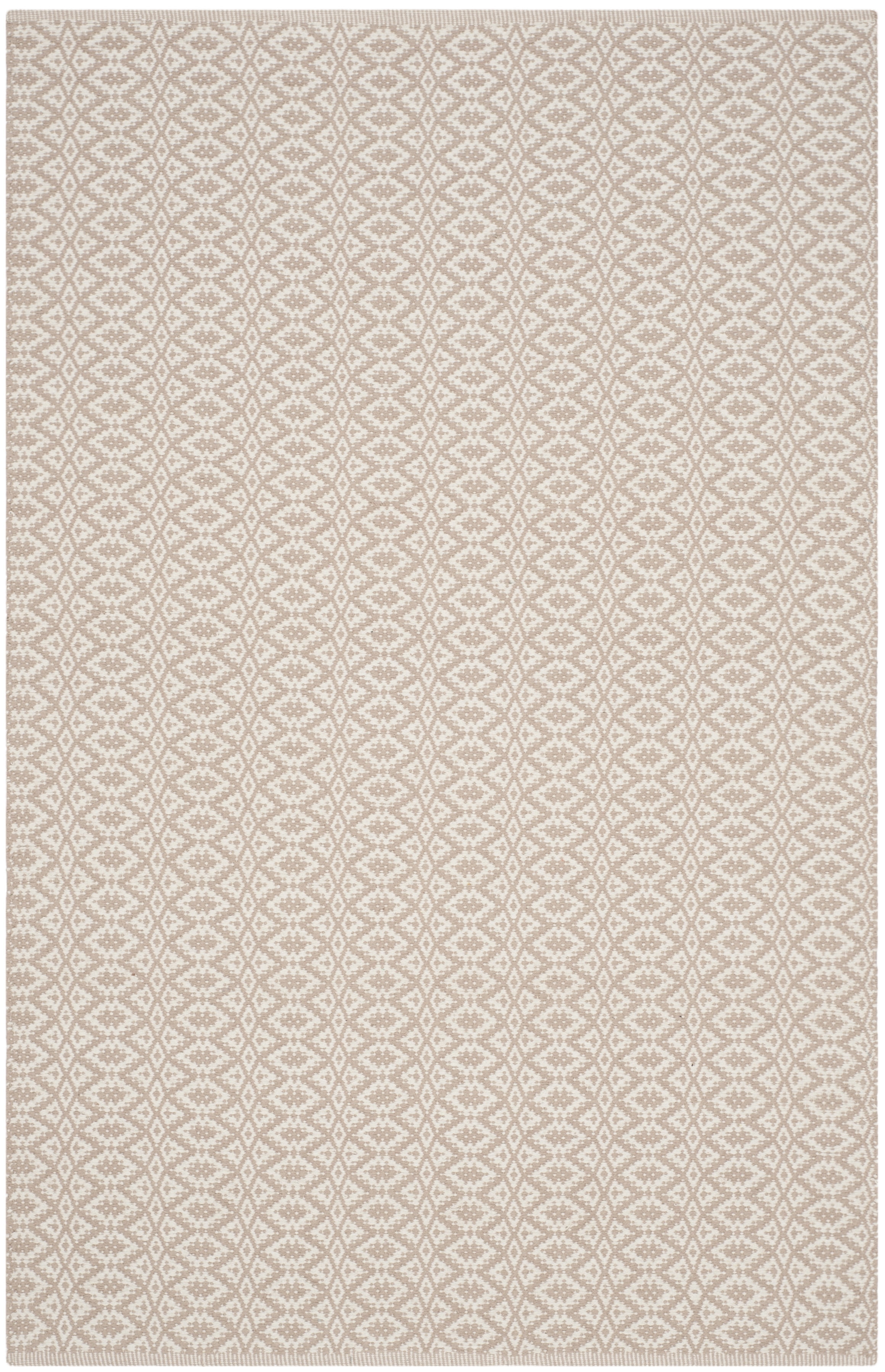 Ivory Beige Geometric Flat Woven Cotton Area Rug