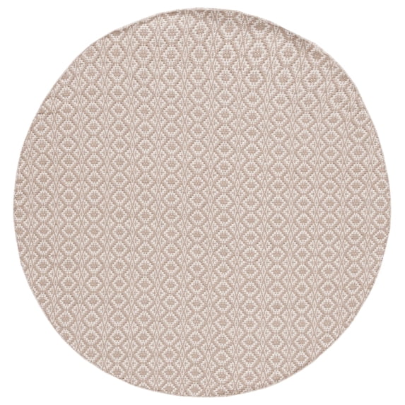 SAFAVIEH Montauk Corrine Geometric Cotton Area Rug, Ivory/Beige, 4' x 4' Round