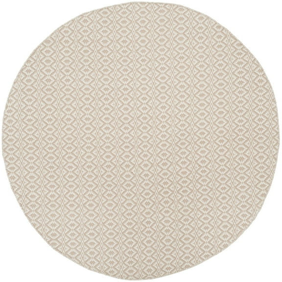 SAFAVIEH Montauk Corrine Geometric Cotton Area Rug, Ivory/Beige, 6' x 6' Round