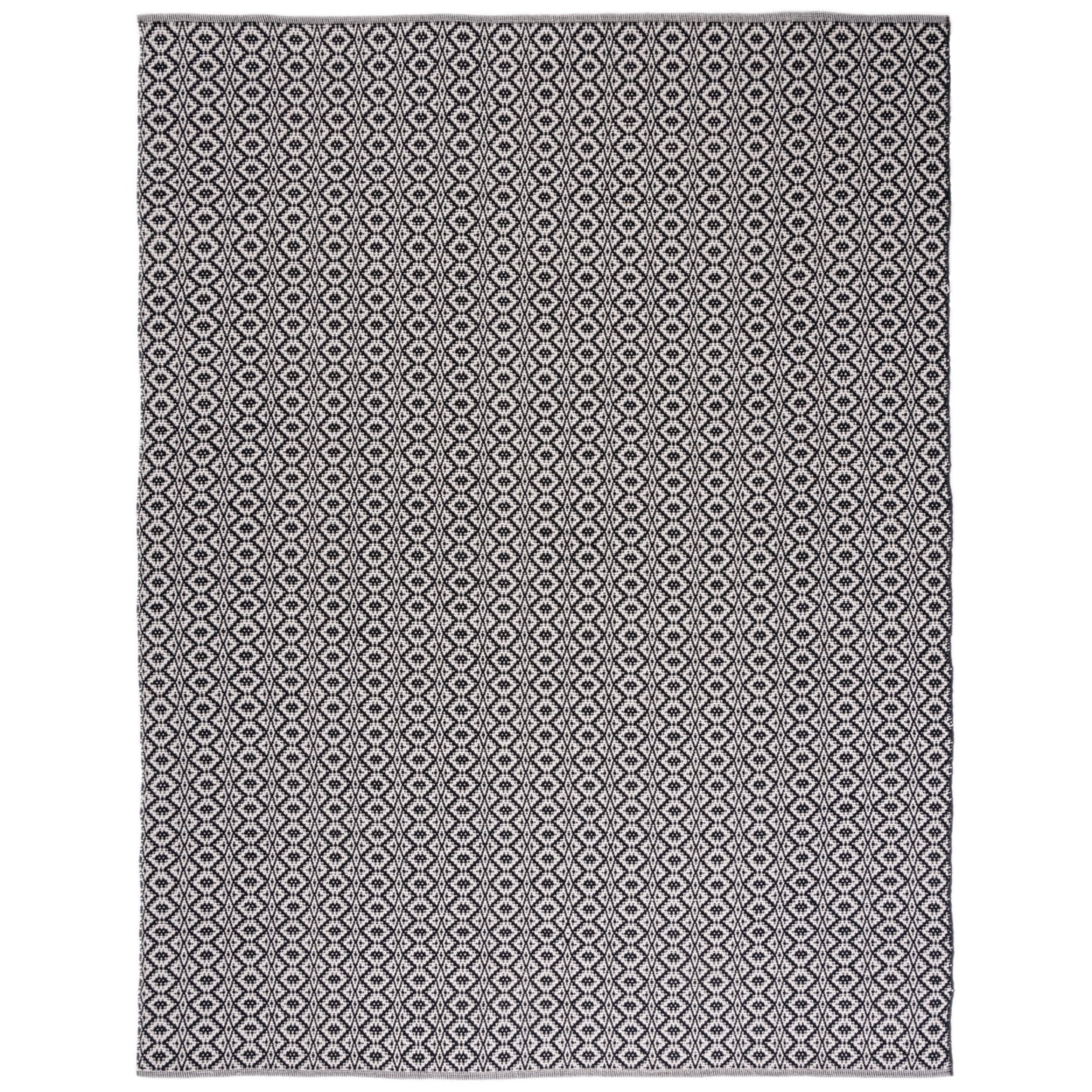 Ivory and Black Cotton Flat Woven 9' x 12' Area Rug