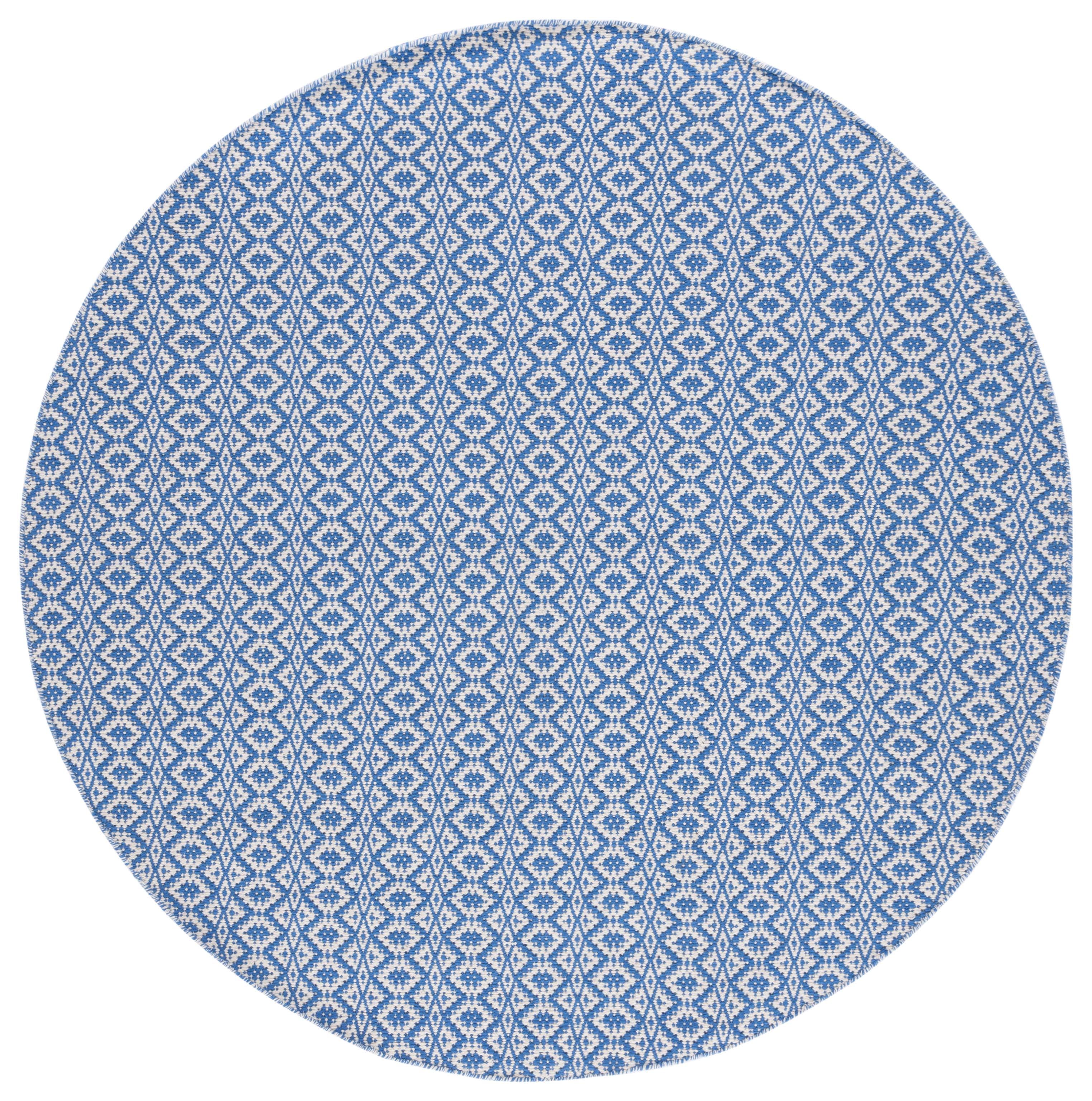 Safavieh Montauk Corrine Geometric Cotton Area Rug, Ivory/Blue, 6' x 6' Round