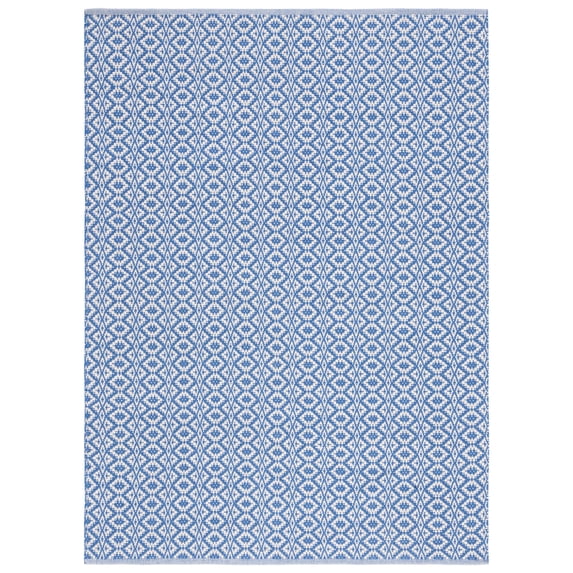 SAFAVIEH Montauk Corrine Geometric Cotton Area Rug, Ivory/Blue, 9' x 12'
