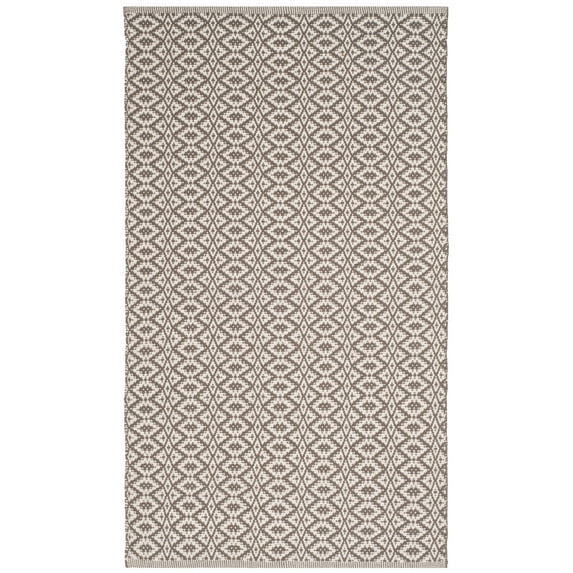 SAFAVIEH Montauk Corrine Geometric Cotton Area Rug, Ivory/Grey, 2'6" x 4'