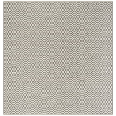 SAFAVIEH Montauk Corrine Geometric Cotton Area Rug, Ivory/Grey, 4' x 4' Square