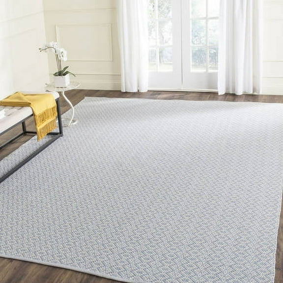 SAFAVIEH Montauk Corrine Geometric Cotton Area Rug, Ivory/Light Blue, 2'3" x 3'9"
