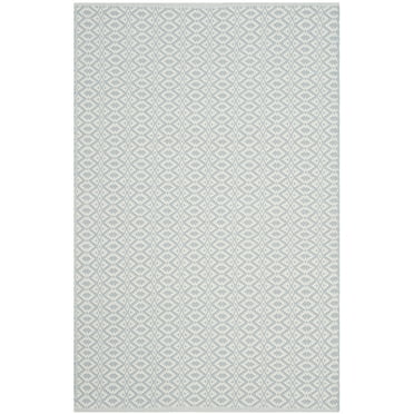 SAFAVIEH Montauk Corrine Geometric Cotton Area Rug, Ivory/Light Blue, 2'6" x 4'