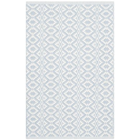 Safavieh Montauk Corrine Geometric Cotton Area Rug, Ivory/Light Blue, 2'6" x 4'
