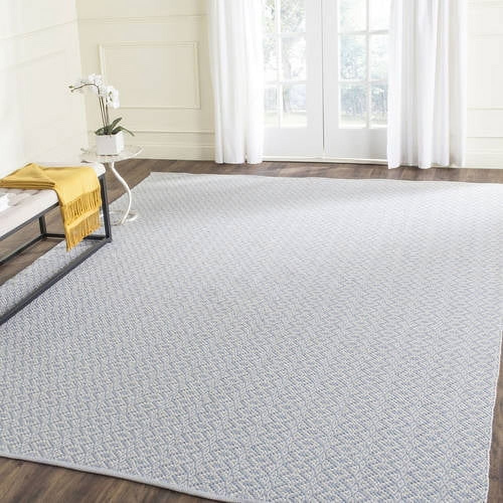 Coastal Charm Ivory & Light Blue Handwoven Cotton Rug 8' x 10'