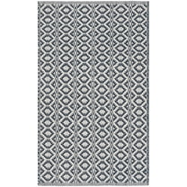 SAFAVIEH Montauk Corrine Geometric Cotton Area Rug, Ivory/Navy, 2'6" x 4'