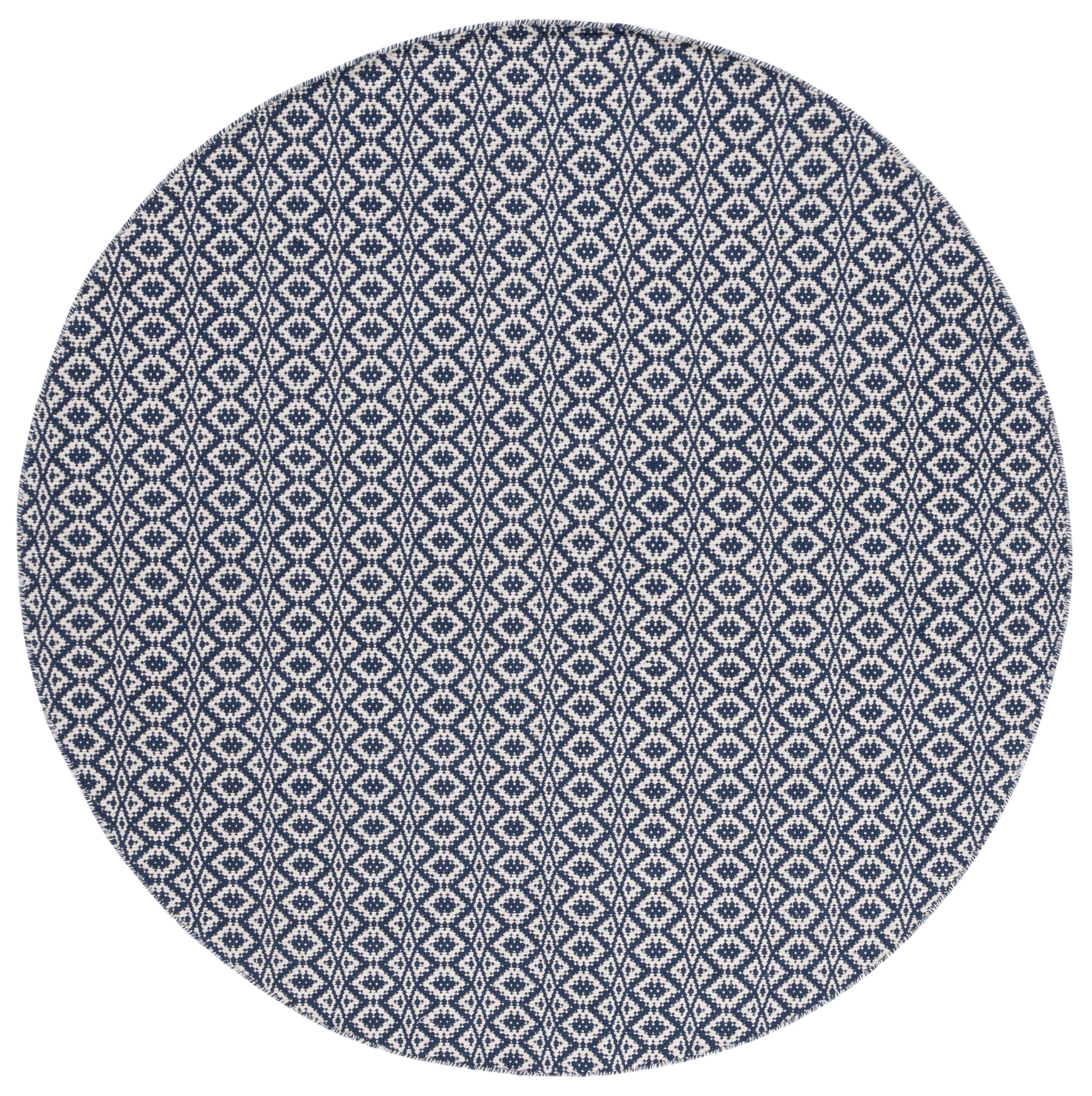 Safavieh Montauk Corrine Geometric Cotton Area Rug, Ivory/Navy, 6' x 6' Round