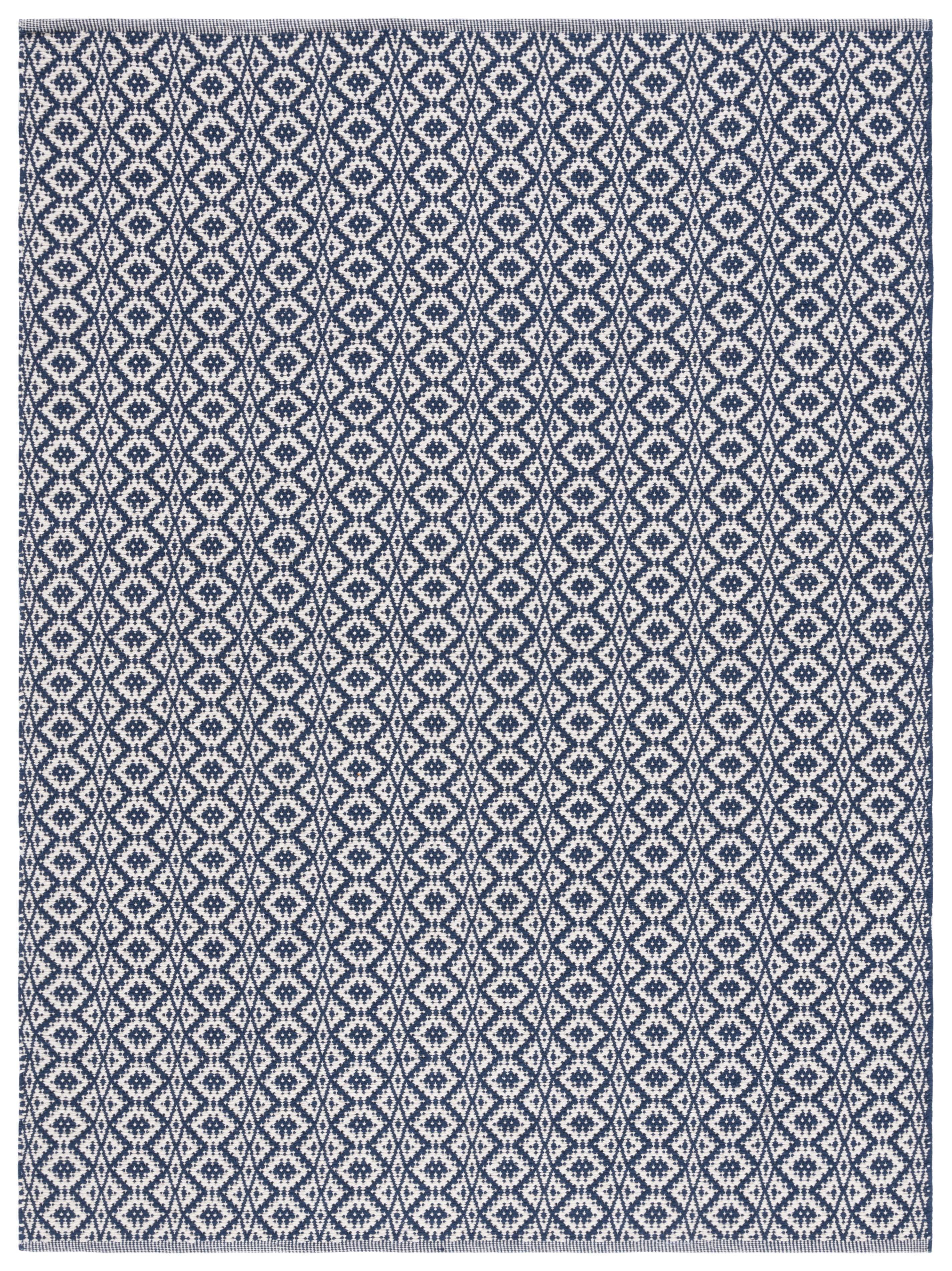 Safavieh Montauk Corrine Geometric Cotton Area Rug, Ivory/Navy, 6' x 9'