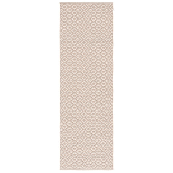 SAFAVIEH Montauk Corrine Geometric Cotton Runner Rug, Ivory/Beige, 2'3" x 15'