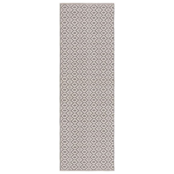 SAFAVIEH Montauk Corrine Geometric Cotton Runner Rug, Ivory/Grey, 2'3" x 13'