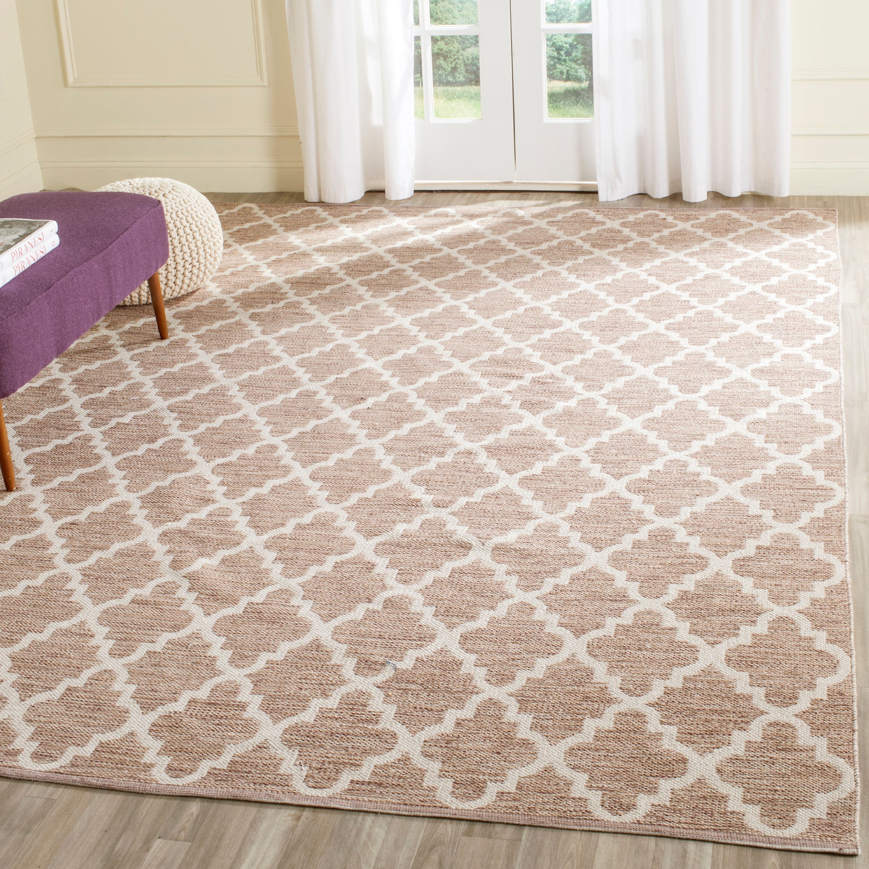 SAFAVIEH Montauk Crispian Geometric Quatrefoils Cotton Area Rug, Beige/Ivory, 11' x 15'