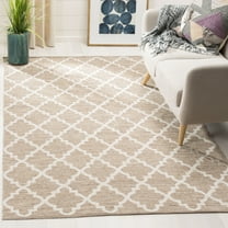 SAFAVIEH Montauk Crispian Geometric Quatrefoils Cotton Area Rug, Beige/Ivory, 6' x 6' Square