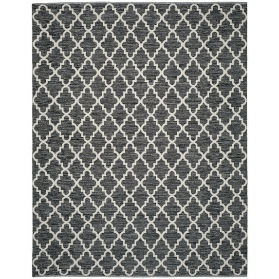 SAFAVIEH Montauk Crispian Geometric Quatrefoils Cotton Area Rug, Black/Ivory, 6' x 6' Square