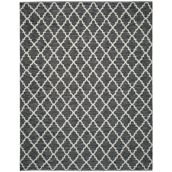 SAFAVIEH Montauk Crispian Geometric Quatrefoils Cotton Area Rug, Black/Ivory, 6' x 6' Square
