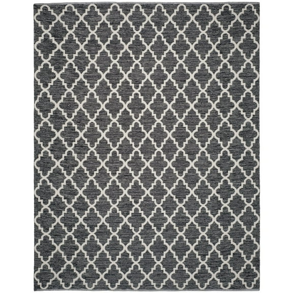 SAFAVIEH Montauk Crispian Geometric Quatrefoils Cotton Area Rug, Black/Ivory, 6' x 9'