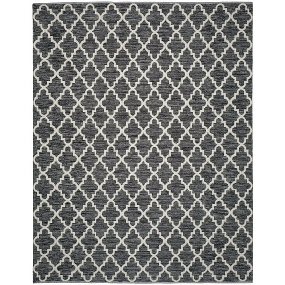 SAFAVIEH Montauk Crispian Geometric Quatrefoils Cotton Area Rug, Black/Ivory, 6' x 9'