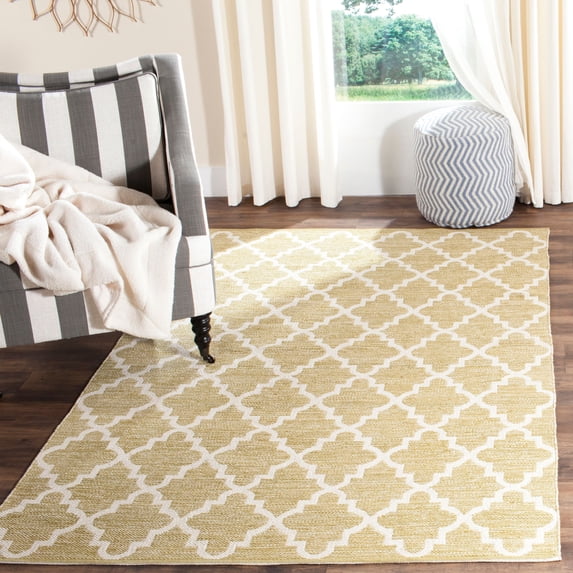 SAFAVIEH Montauk Crispian Geometric Quatrefoils Cotton Area Rug, Green/Ivory, 3' x 5'
