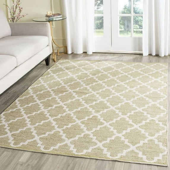 SAFAVIEH Montauk Crispian Geometric Quatrefoils Cotton Area Rug, Green/Ivory, 5' x 7'